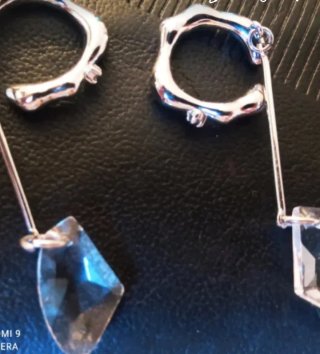 Pendientes largos plata con cristal