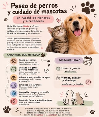 Paseo de perros y cuidado de mascotas a domicilio