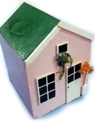 Casetta in Legno Decorativa Rosa Artigianale