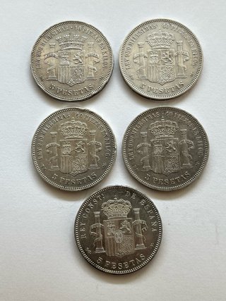 Lote 5 Pesetas Plata Alta Conservación
