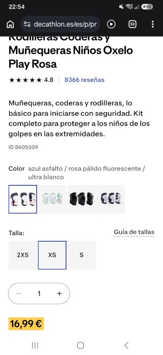 Protecciones Patines Oxelo Niños Talla XS