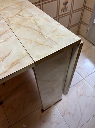 Mesa cocina plegable imitación mármol