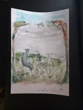 Dibujo en pilot y acuarela