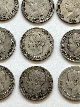 Escaso lote 20 monedas 50 céntimos plata España