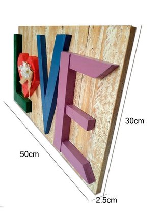 Cuadro LOVE de Madera Rustico Artesanal
