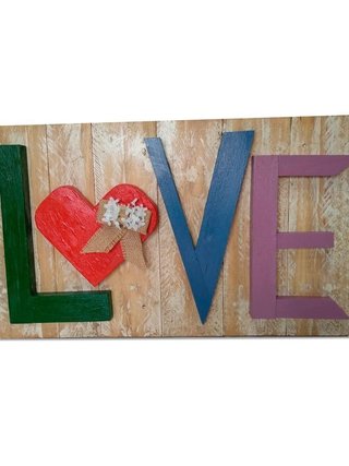 Cuadro LOVE de Madera Rustico Artesanal