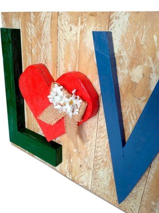 Cuadro LOVE de Madera Rustico Artesanal