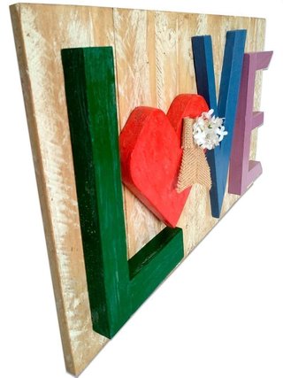 Cuadro LOVE de Madera Rustico Artesanal