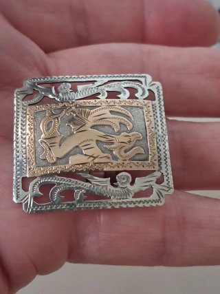 Broche vintage plata y oro