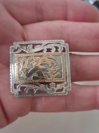 Broche vintage plata y oro