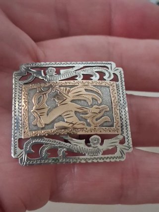Broche vintage plata y oro