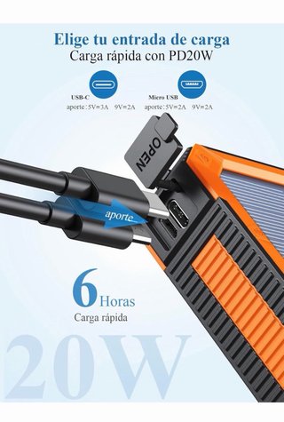 Caricatore Solare 20000mAh PD20W Power Bank
