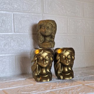 Portacandele/Portavasi Testa Donna Oro