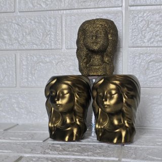 Portacandele/Portavasi Testa Donna Oro