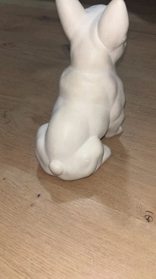 Figura Bulldog Francés Cerámica Blanca