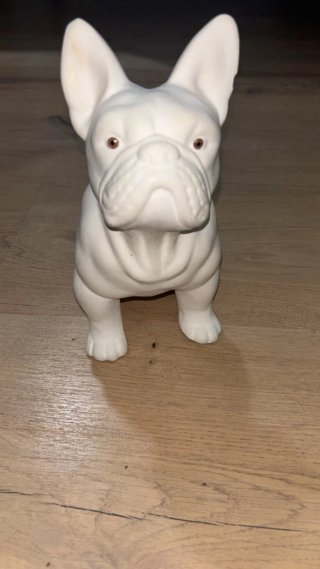 Figura Bulldog Francés Cerámica Blanca
