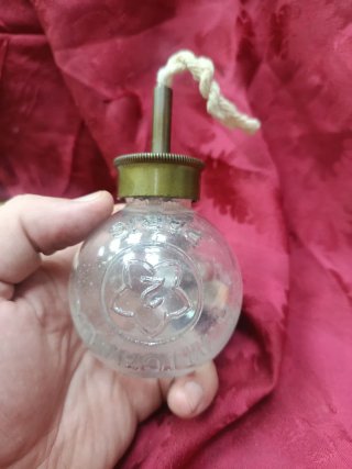 Aceitera antigua coche de cristal S.XX