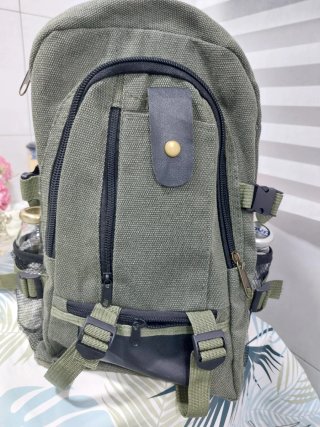 Mochila de viaje lona verde