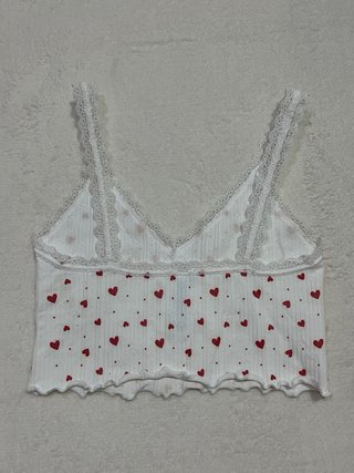 Crop top Primark corazones blanco rojo Talla XS