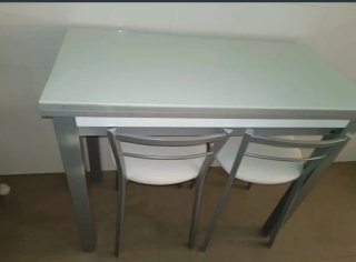 Mesa de cocina Hol car cristal y metal,