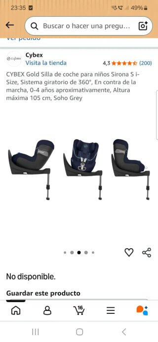 Silla Coche Cybex Gold Sirona SI- size.