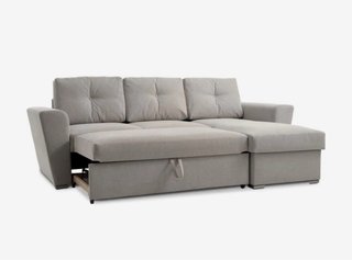 Sofá Cama Chaise Longue Tela Arena Claro