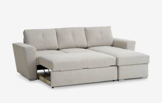 Sofá Cama Chaise Longue Tela Arena Claro