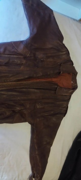 Chaqueta Cuero Hombre Vintage Marrón