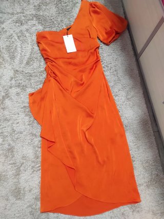 Vestido Zara Naranja Asimétrico