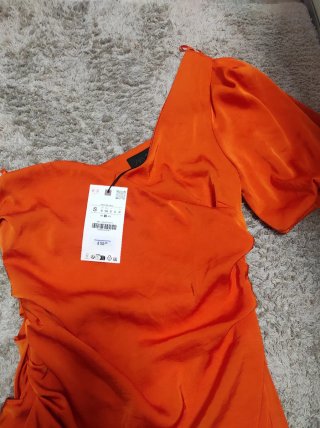 Vestido Zara Naranja Asimétrico