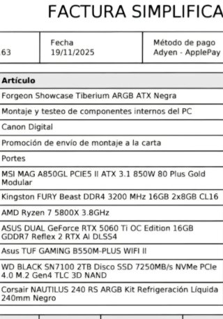 PC GAMING NUEVO+ FACTURA.