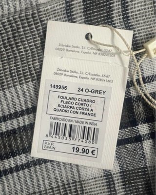 Lote de 8 foulards se cuadros fleco corto NATURA