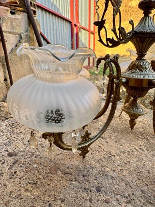 Lámpara de 6 brazos vintage con lágrimas