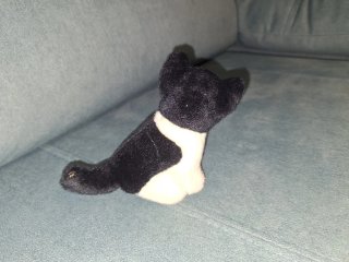 Peluche gato blanco y negro