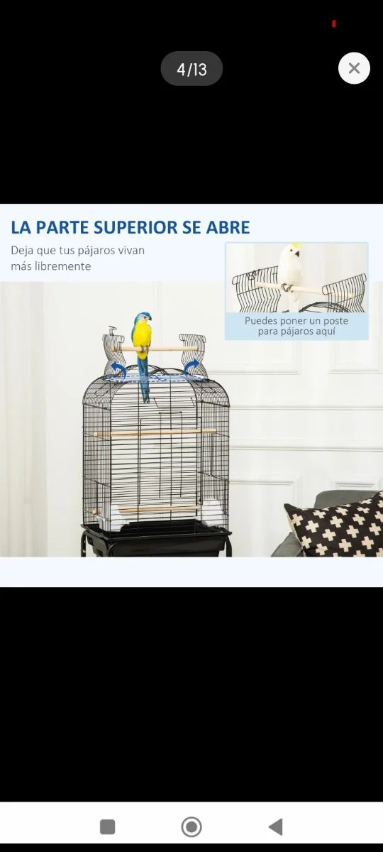 Jaula para pájaros con soporte y ruedas