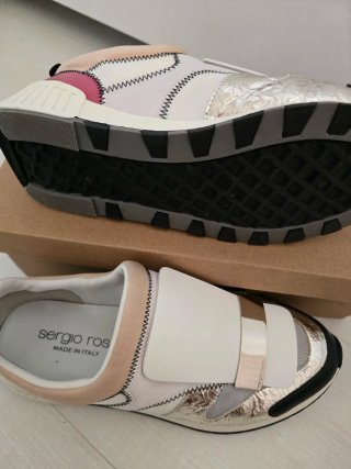 Zapatilla Sergio Rossi Argento/Bianco