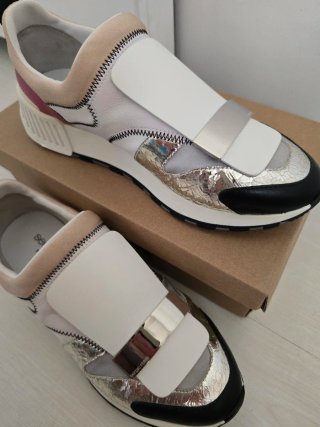 Zapatilla Sergio Rossi Argento/Bianco