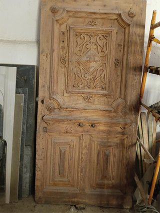 Puerta madera maciza tallada 220x110
