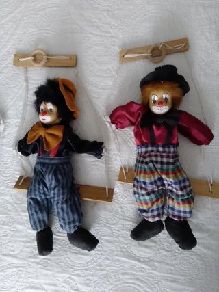 Lote 4 Marionetas Antiguas Payasos