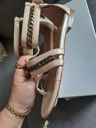 Sandali Twinset Beige/Oro Tg 37 Nuovi