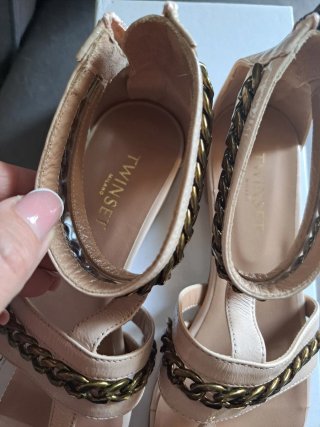 Sandali Twinset Beige/Oro Tg 37 Nuovi