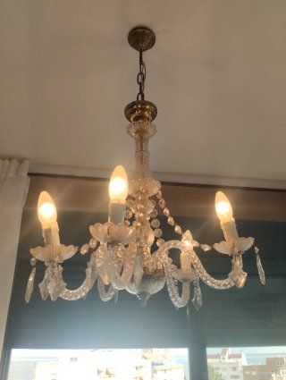 Lámpara de cristal antigua restaurada