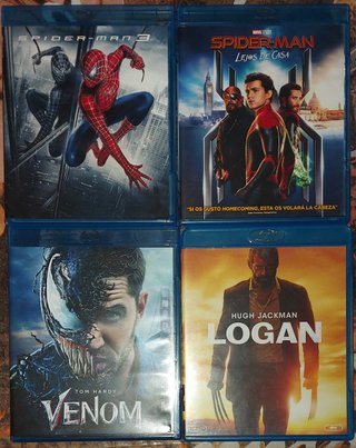 Pack 4 Películas Blu-ray: Spider-Man, Venom, Logan