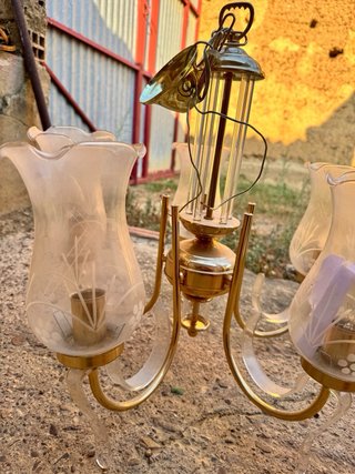 Lámpara de techo vintage de 6 brazos con tulipas