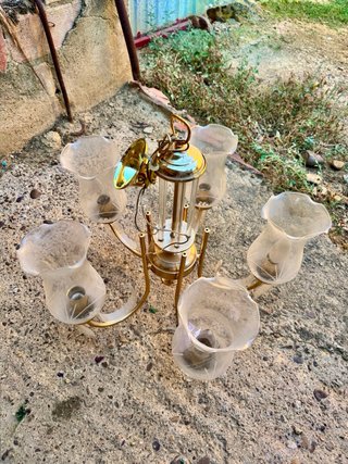 Lámpara de techo vintage de 6 brazos con tulipas