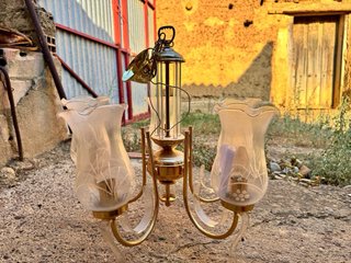 Lámpara de techo vintage de 6 brazos con tulipas