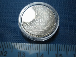 Moneda Antigua 1/2 Piastra Siria 1921