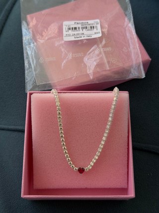 Conjunto Pandora Corazón Rojo y Pendientes
