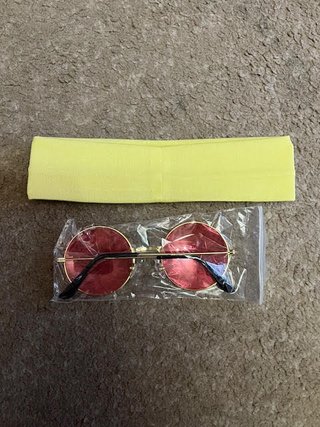 Diadema y Gafas Hippie Doradas