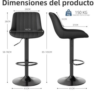 Taburetes de Cocina Negros (4 unidades)